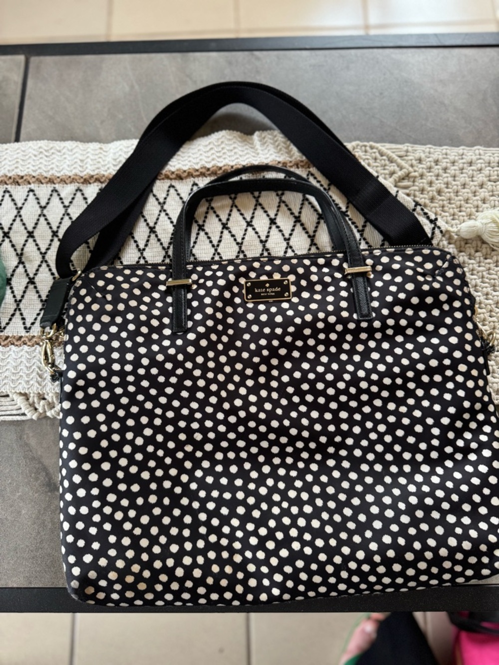 kate spade Black with White Polka Dot Laptop Bag